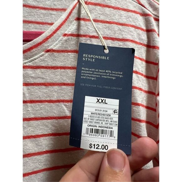 Universal Thread White With Red Stripes T-Shirt Woman’s XXL NEW - Picture 4 of 7